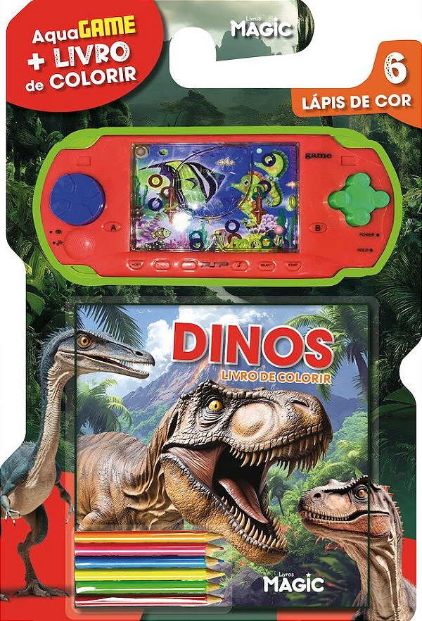 Livro de Colorir Dinossauros + Aqua Game
