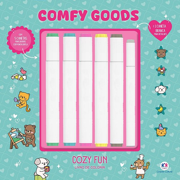 Cozy fun - Livro de colorir com 6 marcadores