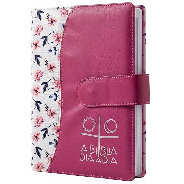 Bíblia Dia A Dia 2027 - Luxo - Floral/Pink (Lingueta)