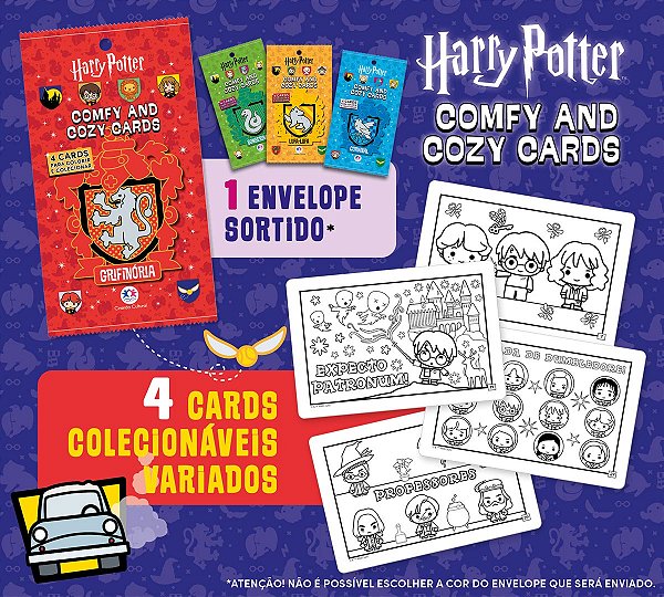 Livro Harry Potter - Comfy and Cozy 4 Cards para colorir e cole...