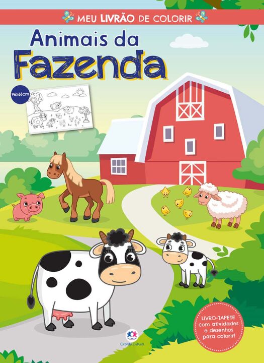 Livro Animais da fazenda - Meu livrão de colorir