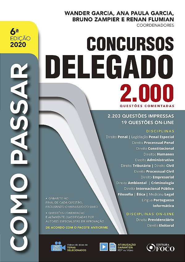 Livro Como passar em concursos - Delegado: 2.000 questões comen...