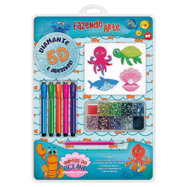Livro Fazendo Arte Diamante 5D - Animais Do Oceano