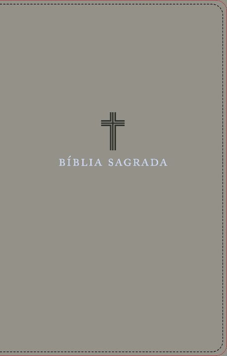 Livro Bíblia Sagrada ACF, Couro Soft, Cinza, Letra Grande...