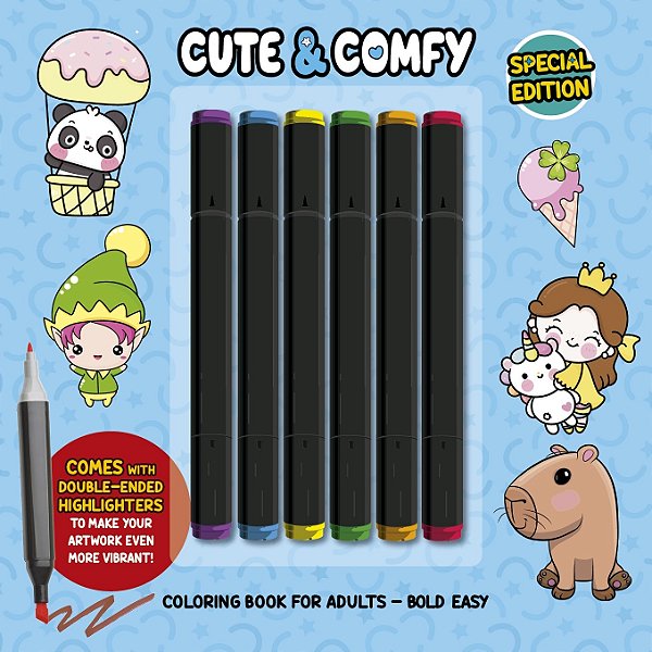 Livro Cute & Comfy Coloring Book for Adults - Bold Easy - Speci...