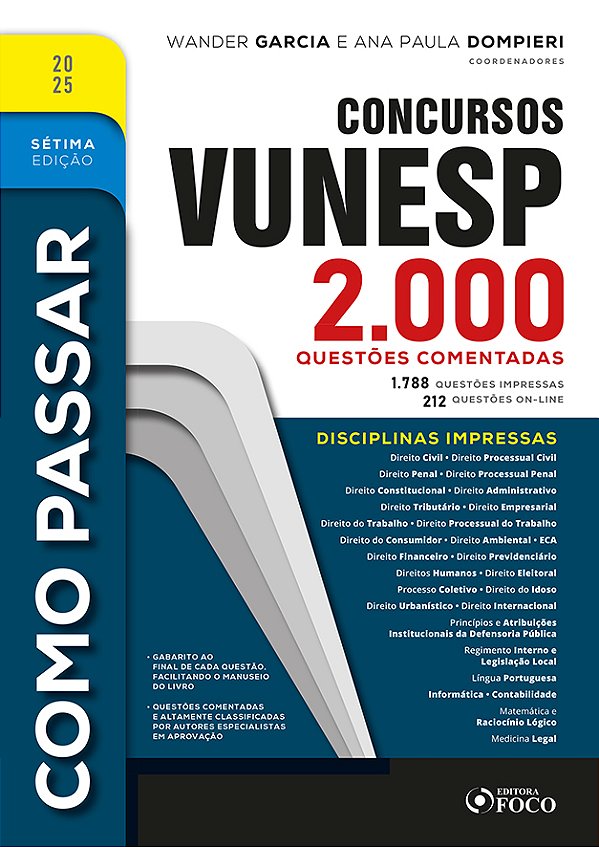 Livro Como passar em concursos Vunesp - 2.000 questões co...