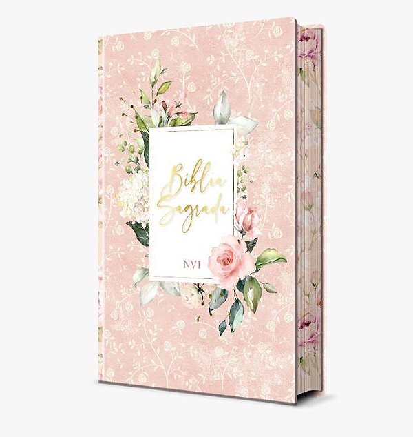 Livro Bíblia Sagrada Flores Rosa - NVI