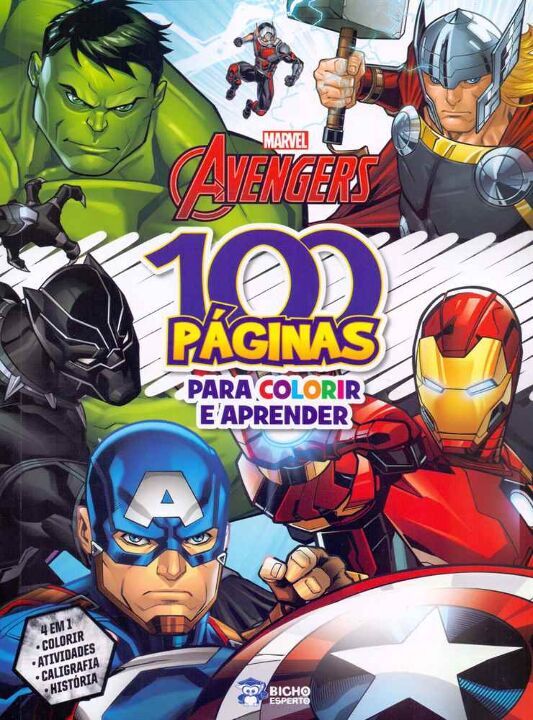 Livro Marvel Avengers-100 Páginas Para Colorir E Aprender