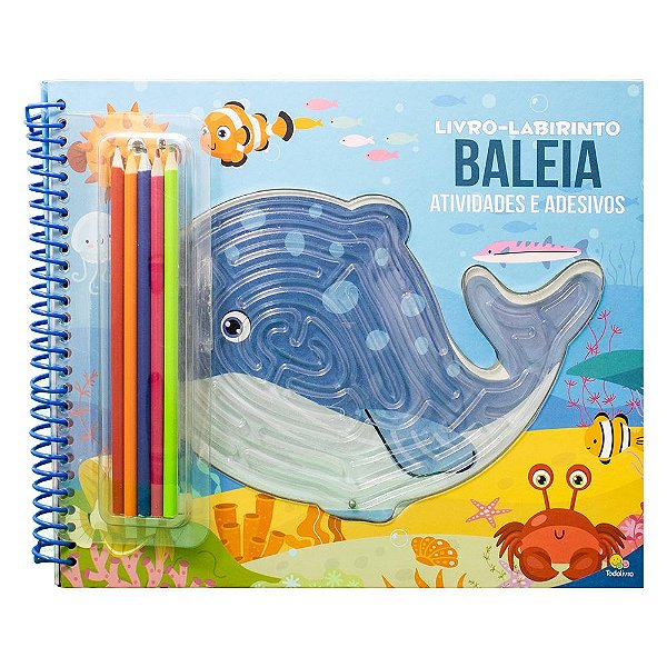 Livro Livro-labirinto! Atividades, colorir e Adesivos: Baleia