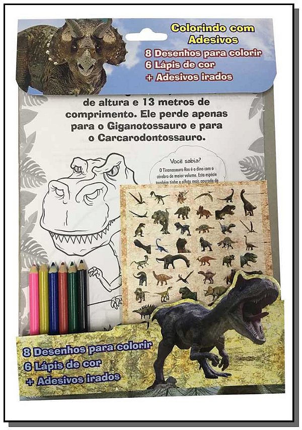 Livro Dinossauros: colorindo com adesivos