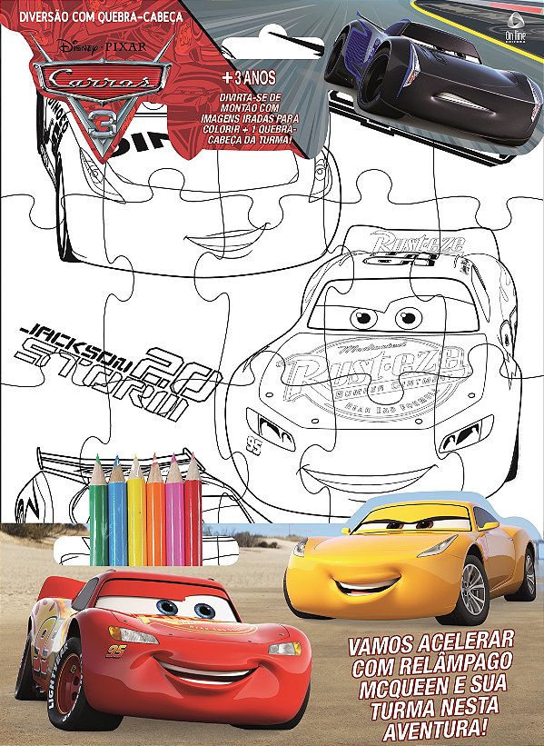 Livro Carros 3: diversão com quebra-cabeça