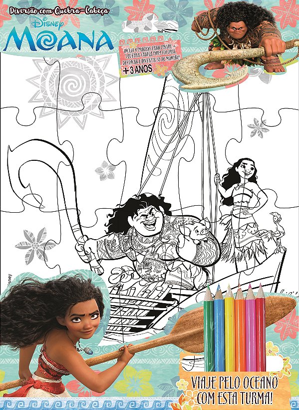 Livro Moana: diversão com quebra-cabeça