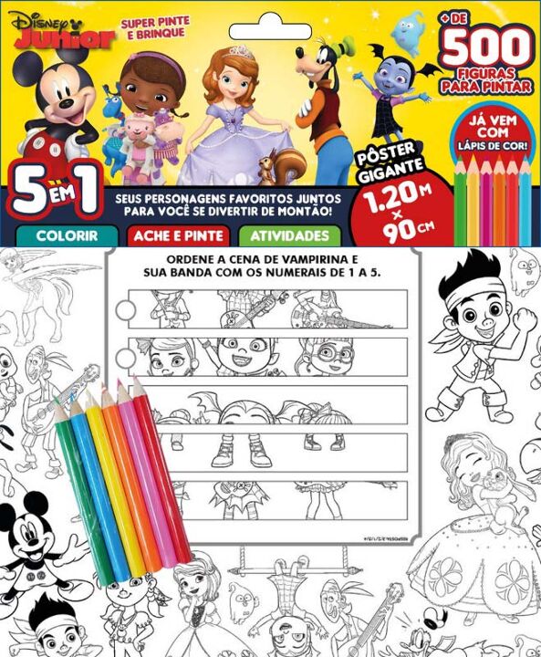 Livro Disney Junior - Super pinte e brinque - Pôster giga...
