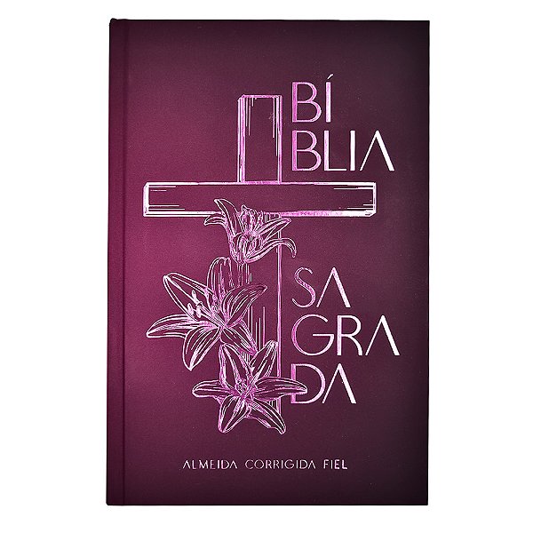 Livro Bíblia ACF, Soft touch, Capa dura, Cruz floral, Lei...