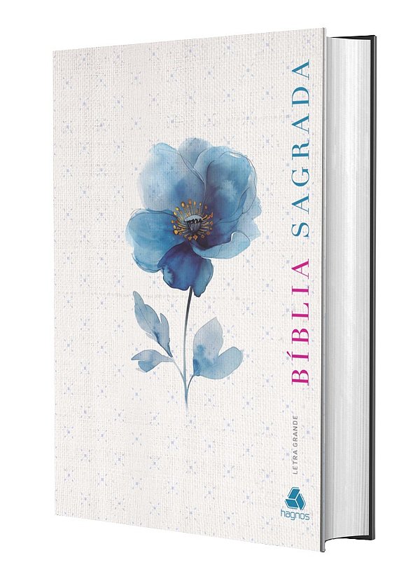 Livro Bíblia Sagrada Acf - Letra Grande - Flor Azul