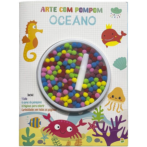 Arte com Pompom! Livro Divertido: Oceano