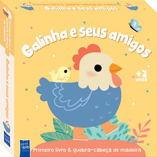 Primeiro livro & quebra-cabeça de madeira - Galinha e seus amigos