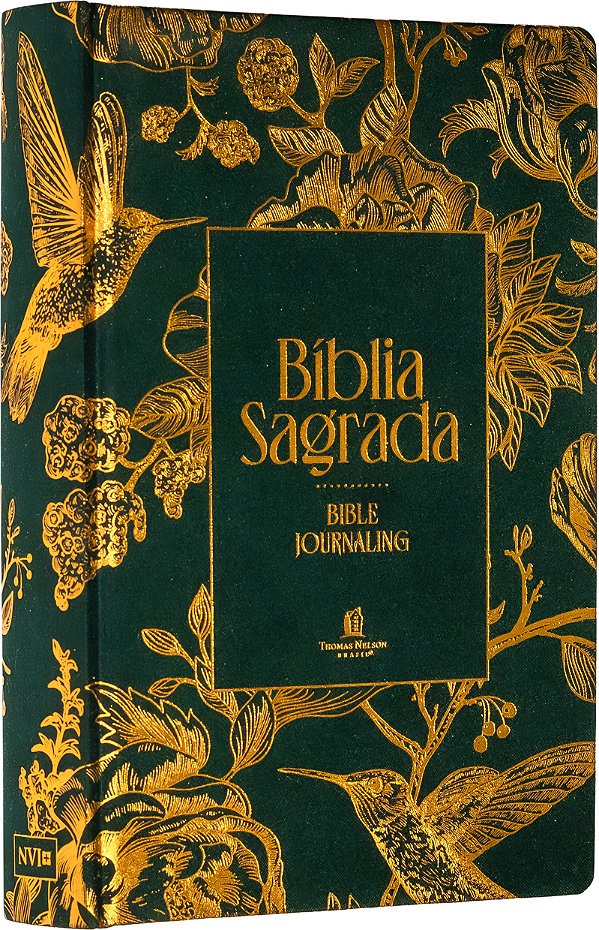 Bíblia NVI Bible Journaling com Espaço para Anotações, Capa verde com pássaros, Leitura Perfeita, Falei com Amor