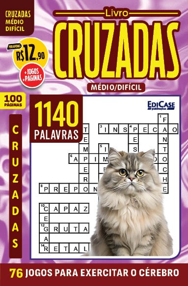 Livro cruzadas ed.02 -100 páginas - médio/difícil: 76 jogos para exercitar o cérebro