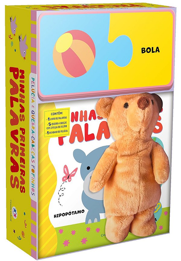 Minhas primeiras palavras - Livro com pelúcia e quebra-cabeça
