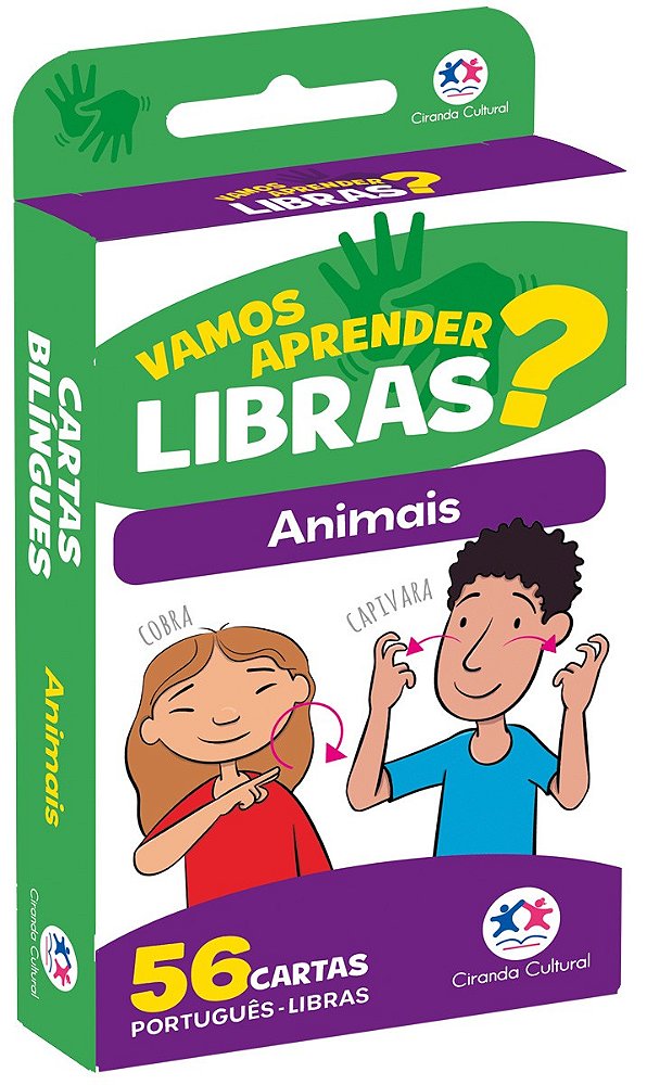 Flash cards - Animais em Libras - Com QR code para aprender os sinais