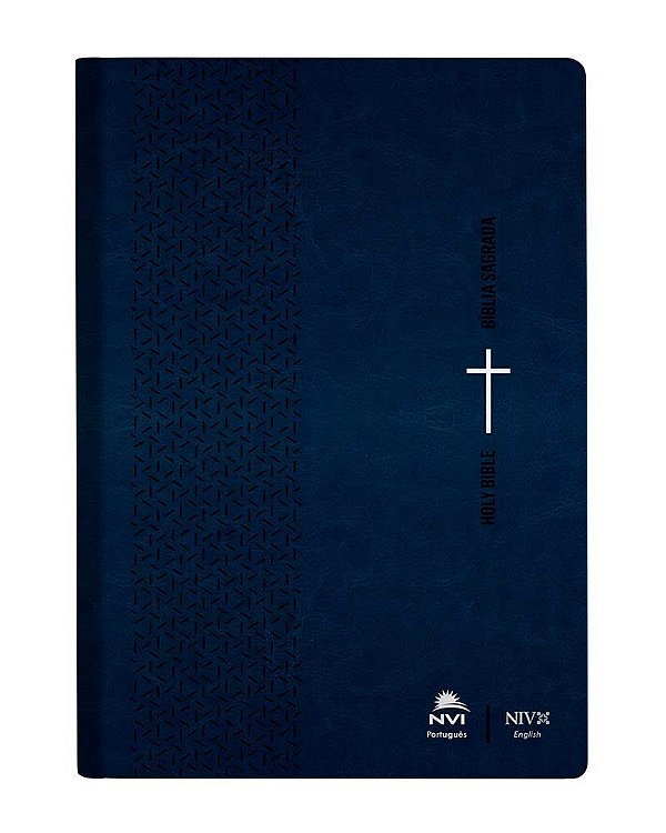 Bíblia NVI Português/Inglês - Capa luxo - Azul