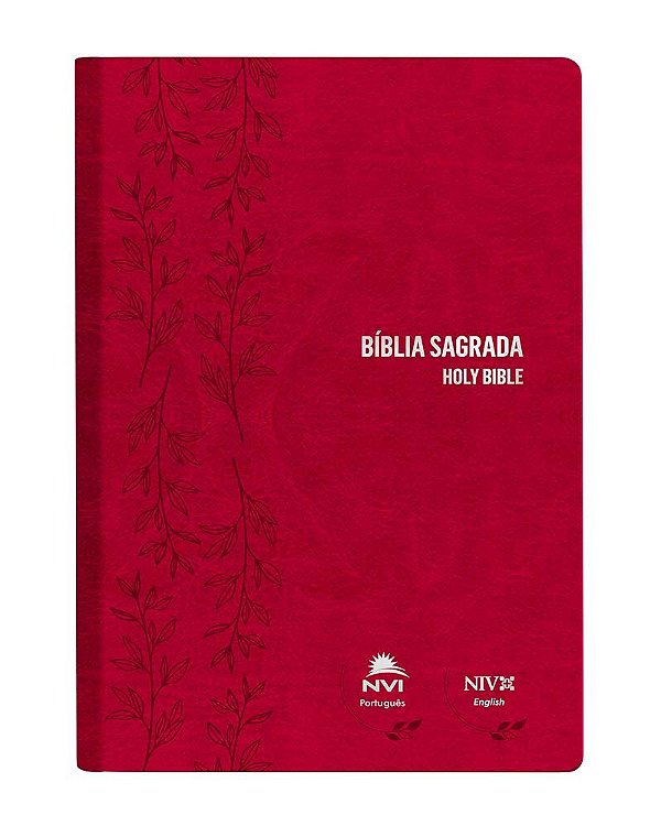 Bíblia NVI português/inglês - Capa luxo - Rosa