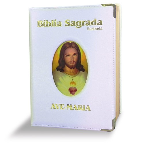 Livro Bíblia ilustrada luxo - grande - branca