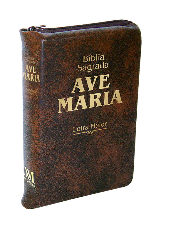 Livro Bíblia Letra Maior Zíper - Marrom
