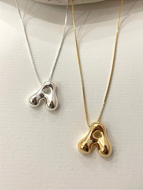 Colar + Pingente de Letra Bubble