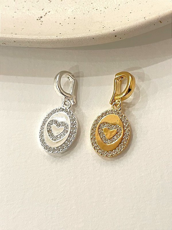 Pingente Medalha Coração Cravejado