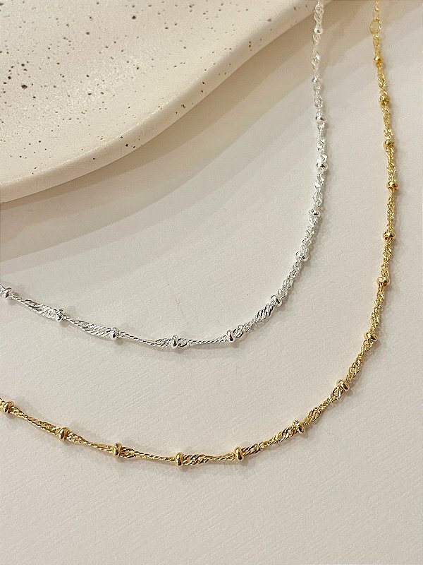 Tornozeleira Mini Elos Torcidos Com Bolinhas