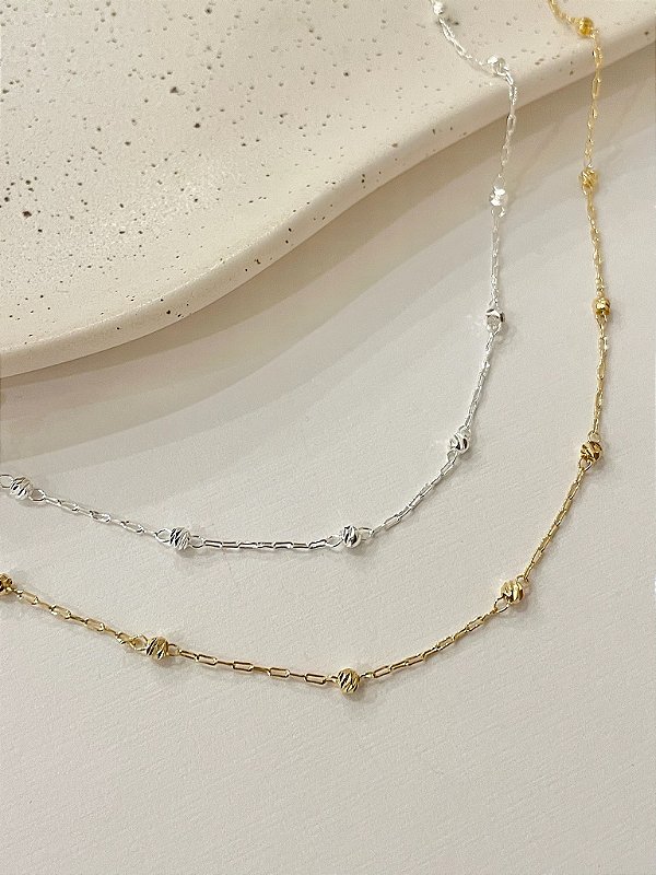 Tornozeleira Mini Elos Com Bolinhas Trabalhadas