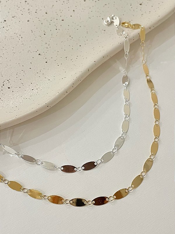 Tornozeleira Plaquinhas Ovais Lisas