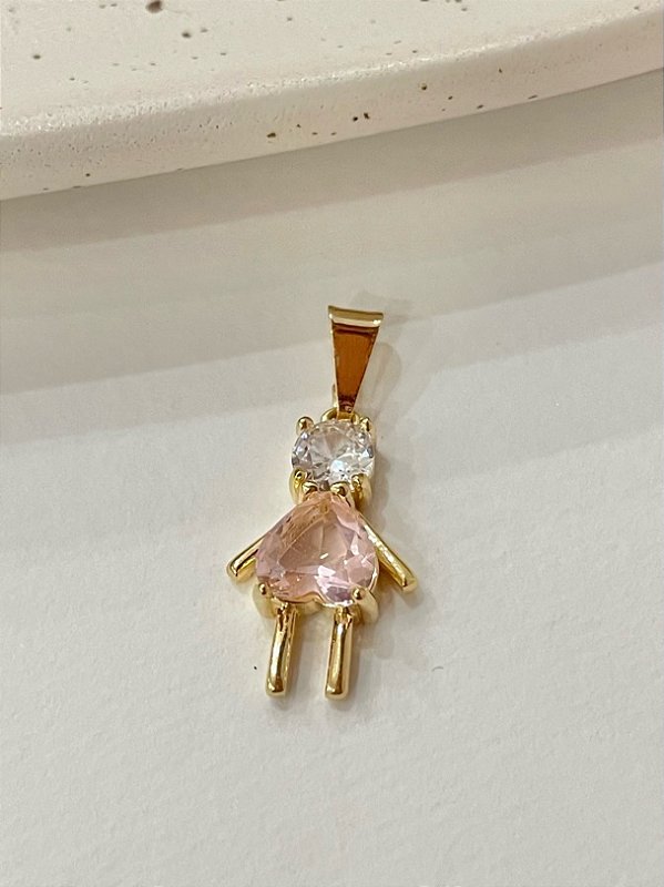 Pingente Menina Rosa