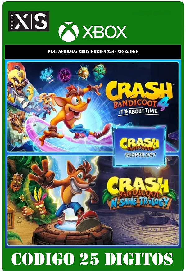 Crash Bandicoot Quadrilogy - Xbox One / Series X|S (Código 25 Dígitos) Mídia Digital