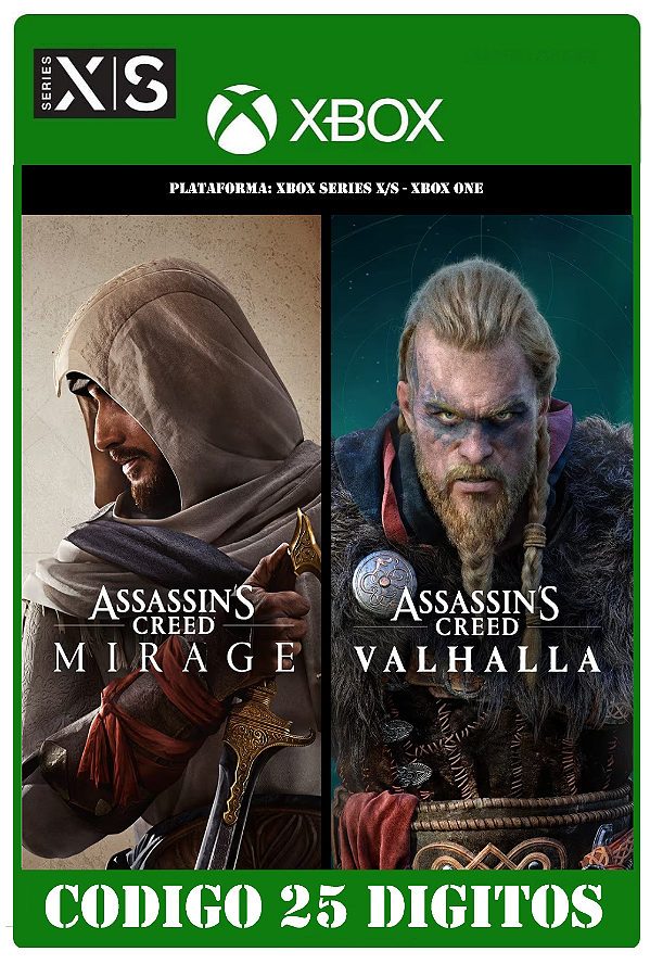Assassin’s Creed Mirage & Assassin's Creed Valhalla - Xbox One / Series X|S (Código 25 Dígitos) Mídia Digital