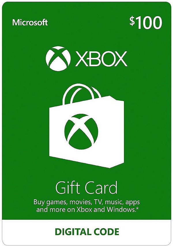 Cartão Presente Xbox R$ 100 Reais Xbox Live Brasil Código Digital