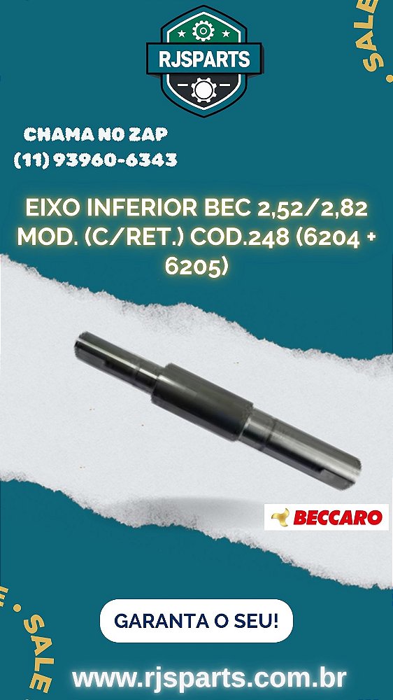 EIXO INFERIOR SERRA FITA BECCARO 2,52/2,82 MOD. (C/RET.)