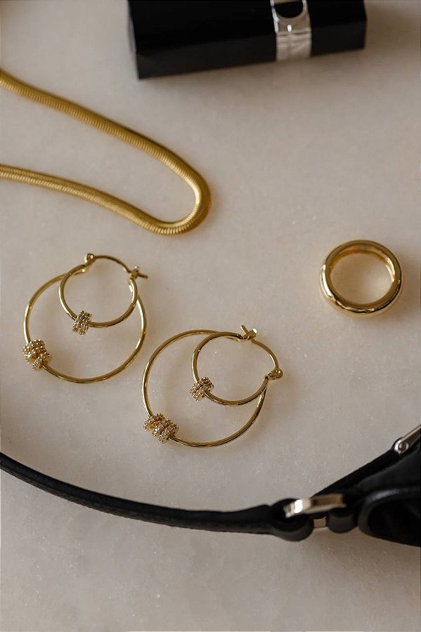 Brinco Argola Dupla Cravejada