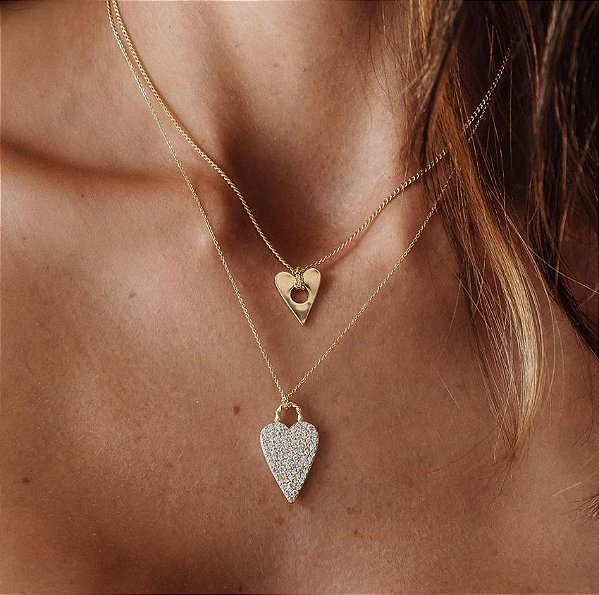 Colar Coração Zircônia Rose M