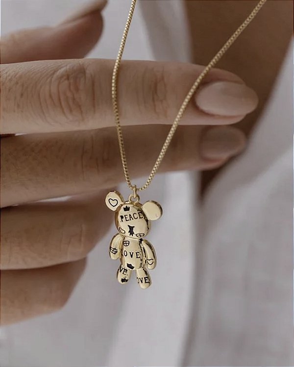 Colar Longo Ursinho Desenhado