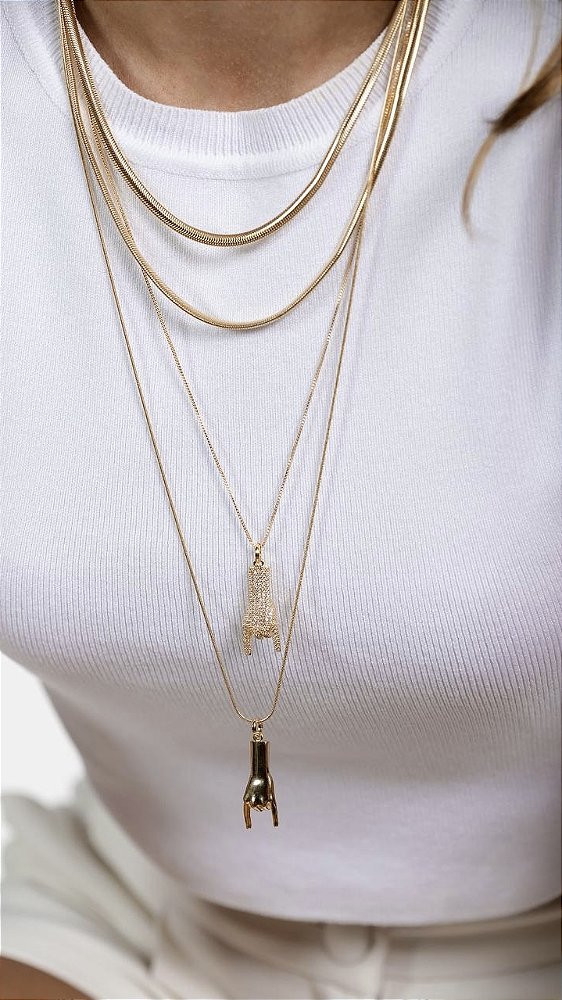 Colar Longo Rock Cravejado