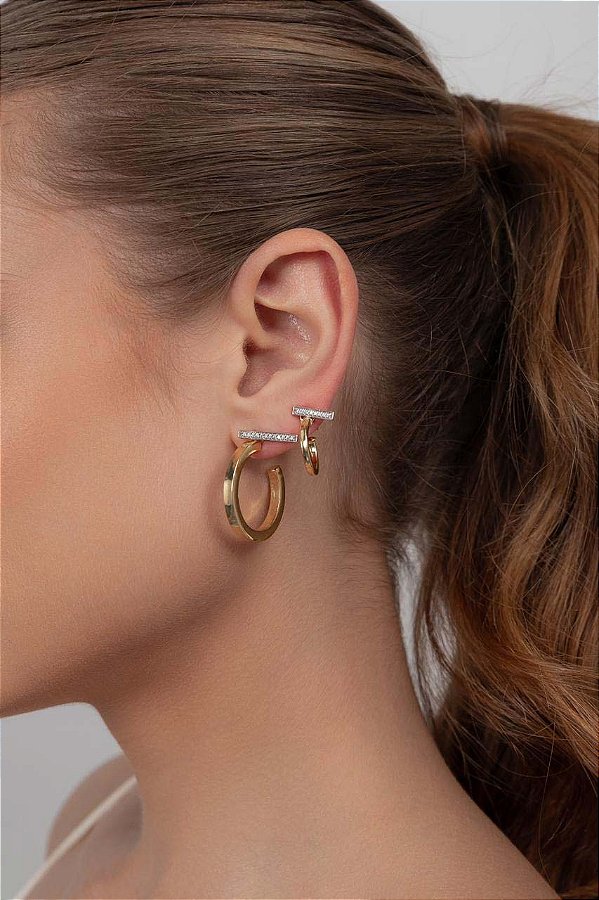 Brinco Argola Ouro M com Base Removível