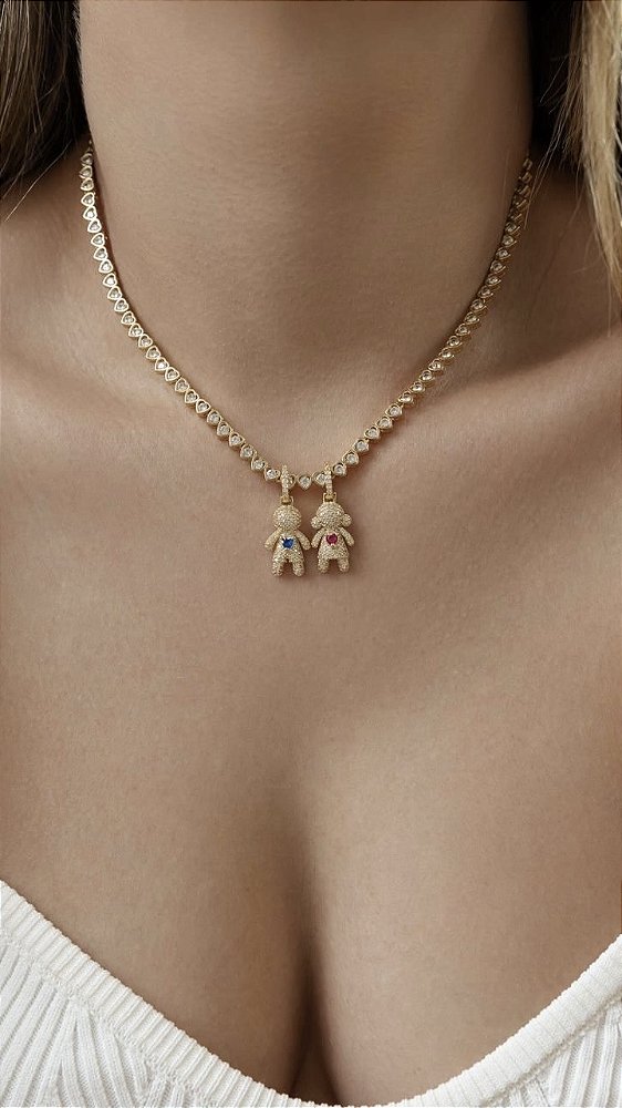 Pingente Cravejado Menino Ouro