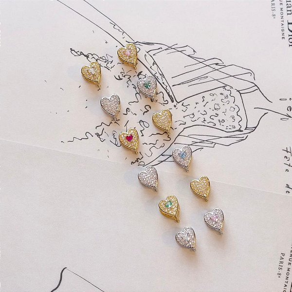 Pingente Coração Cravejado Liso Cristal