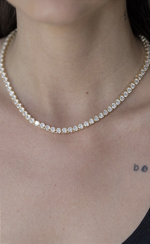 Colar Riviera 4 Garras Redonda 4mm