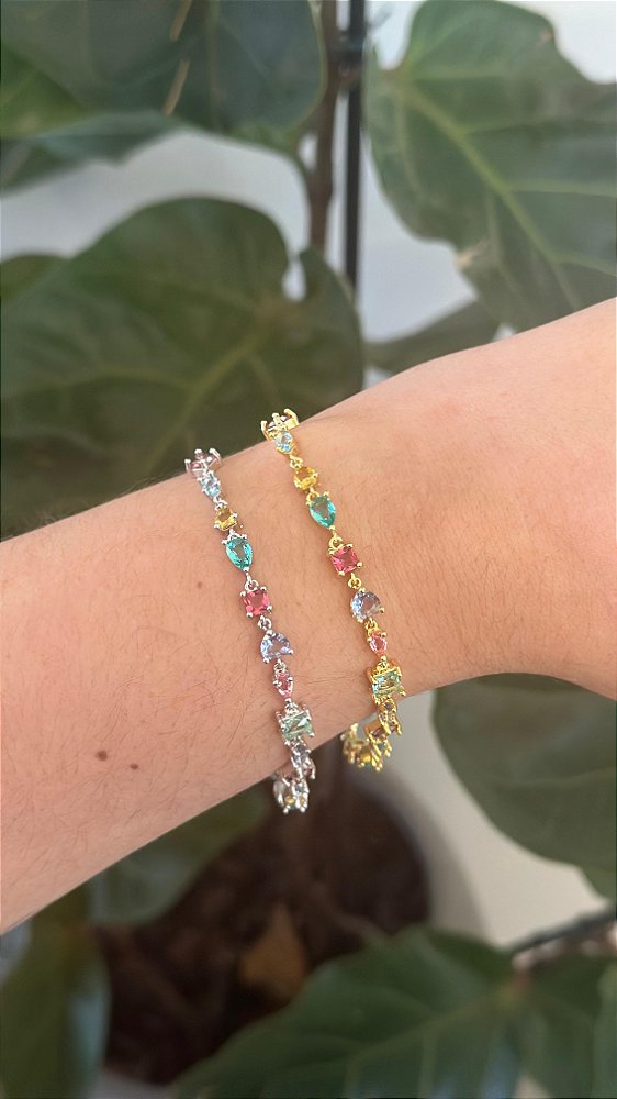 Pulseira Pedra Geométrica Colorida