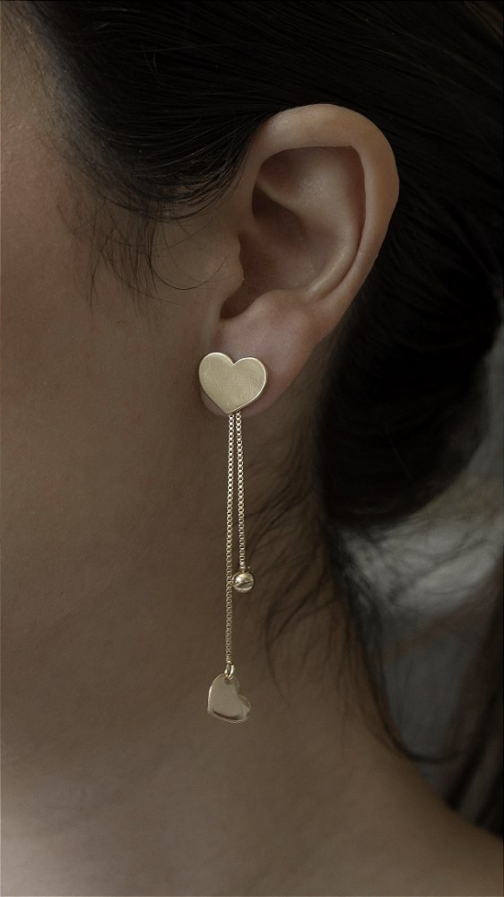 Brinco Coração com Franja Removível