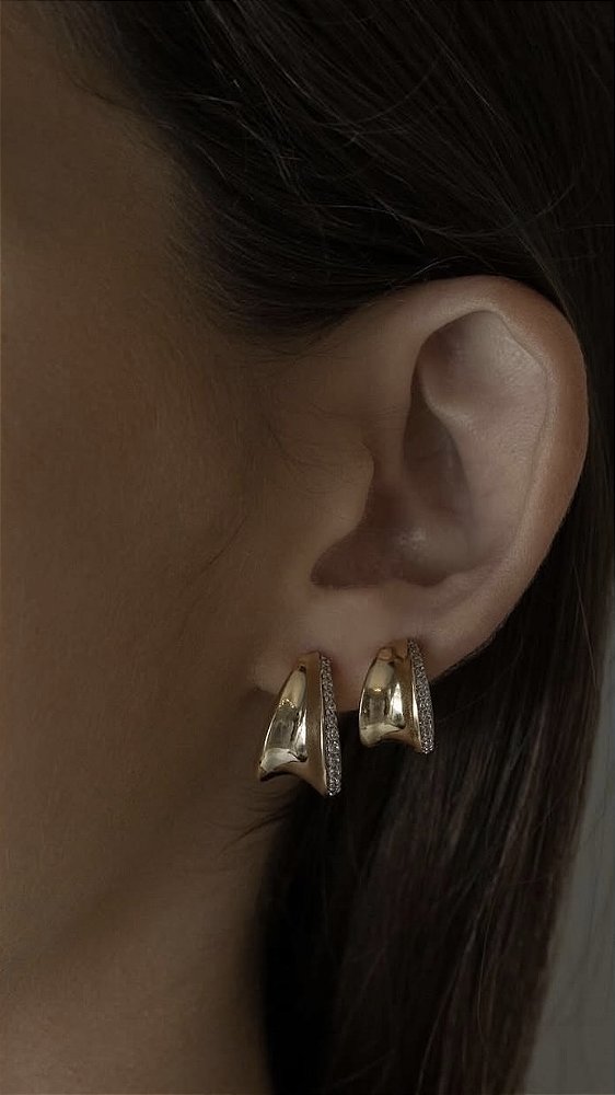 Brinco Argola Moderna Cravejada